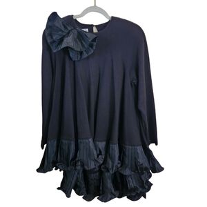 Vintage Terry B Unique Black Swing Ruffled Tunic Size M